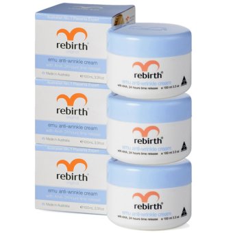 Rebirth ครีมอีมู สูตรต้นตำรับ สำหรับกลางคืนฝาสีฟ้า 100 g. (3 กระปุก) Rebirth ครีมอีมู สูตรต้นตำรับ สำหรับกลางคืนฝาสีฟ้า 100 g. (3 กระปุก)