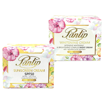 ครีมกันแดด + ครีมกลางคืน พรรณทิพย์ Pantip Sun Screen Cream + Whitening Night Cream รักษา สิว ฝ้า กระ ครีมกันแดด + ครีมกลางคืน พรรณทิพย์ Pantip Sun Screen Cream + Whitening Night Cream รักษา สิว ฝ้า กระ