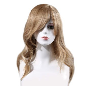 ตัวยาวสีน้ำตาลอ่อนหยิกสมสมัยผู้หญิงวิก ตัวยาวสีน้ำตาลอ่อนหยิกสมสมัยผู้หญิงวิก