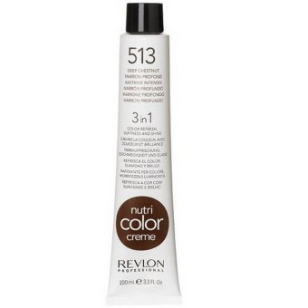 Revlon Nutri color crème ครีมเคลือบและบำรุงเส้นผม เบอร์ 513 Deep chestnut สีน้ำตาลประกายทอง 100ml. Revlon Nutri color crème ครีมเคลือบและบำรุงเส้นผม เบอร์ 513 Deep chestnut สีน้ำตาลประกายทอง 100ml.
