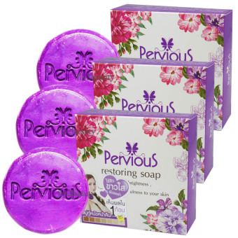 Pervious Restoring Soap เพอร์เวียส สบู่กู้หนังหน้าคืน ไร้สิว ขาวใส ผิวออร่า ขนาด 100 กรัม (3 ก้อน) Pervious Restoring Soap เพอร์เวียส สบู่กู้หนังหน้าคืน ไร้สิว ขาวใส ผิวออร่า ขนาด 100 กรัม (3 ก้อน)