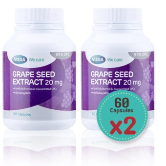 Mega Grape Seed Extract 20 mg ( 60 เม็ด) x (2 ขวด) เมก้า เกรปซีด สารสกัดจากเมล็ดองุ่น 20 mg Mega Grape Seed Extract 20 mg ( 60 เม็ด) x (2 ขวด) เมก้า เกรปซีด สารสกัดจากเมล็ดองุ่น 20 mg