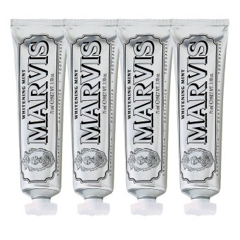 Marvis Toothpaste สูตร Whitening Mint ยาสีฟันมาวิส รอยยิ้มสดใส กลิ่นมิ้นท์ให้ลมหายใจหอมสดชื่นยาวนาน 75ml. (4 หลอด) Marvis Toothpaste สูตร Whitening Mint ยาสีฟันมาวิส รอยยิ้มสดใส กลิ่นมิ้นท์ให้ลมหายใจหอมสดชื่นยาวนาน 75ml. (4 หลอด)