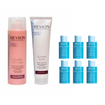 Revlon Keratin Shampoo with conditioner 150ml แชมพูและครีมนวดเคราติน ช่วยบำรุงให้โครงสร้างผมมีความแข็งแรงเพิ่มความเงางาม พร้อมด้วย เซรุ่มช่วยเพิ่มความเงางามให้แก่เส้นผม 15ml x6 dose Revlon Keratin Shampoo with conditioner 150ml แชมพูและครีมนวดเคราติน ช่วยบำรุงให้โครงสร้างผมมีความแข็งแรงเพิ่มความเงางาม พร้อมด้วย เซรุ่มช่วยเพิ่มความเงางามให้แก่เส้นผม 15ml x6 dose