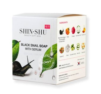 SHIN-SHU 75g. ชินชู สบู่เมือกหอยทากดำผสมซีรั่ม 1 กล่อง SHIN-SHU 75g. ชินชู สบู่เมือกหอยทากดำผสมซีรั่ม 1 กล่อง