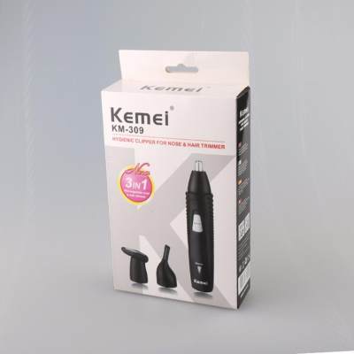 Kemei เครื่องโกนหนวด ตัดแต่งขนจมูก กันจอน โกนขนหู 3 IN 1  รุ่น KM-309