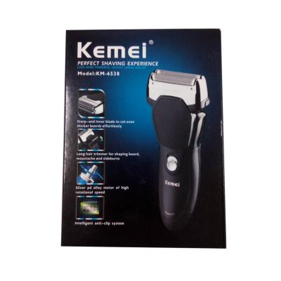 Kemei 6538 เครื่องโกนหนวดระบบ 2 ใบมีด พร้อมที่กันจอน - สีดำ