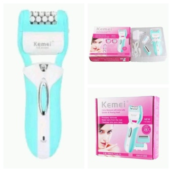 ราคา เครื่องถอนขน ขัดส้นเท้า โกนหนวด Kemei รุ่น KM-6198B 3in1 ไร้สาย