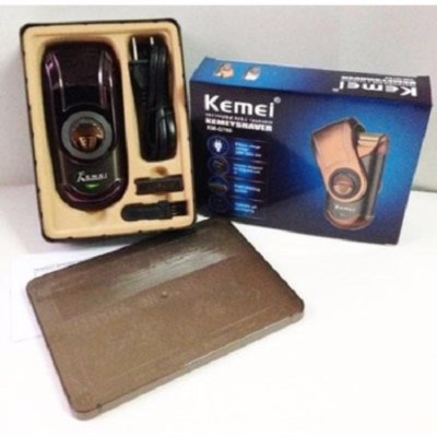 Kemei เครื่องโกนหนวดไฟฟ้าขนาดพกพา แบบชาร์ทไร้สาย พร้อมที่กันจอน รุ่น KM-Q788