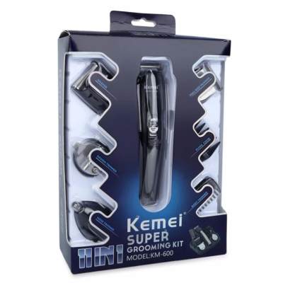 Kemei SUPER GROOMING KIT 11in1 ชุดเครื่องจัดแต่งทรงผม ปัตตาเลี่ยน ชาร์ตไฟได้ เครื่องโกนหนวด ตัดขนจมูก ตัดผมสั้น ที่ตัดผมไฟฟ้า เครื่องตัดผม ตัดขน บัตตาเลี่ยน โกนผม โกนขน แบตตาเลี่ยน แบบไร้สาย ตัดผมเด็ก ชุดบัดตาเลียน ใบมีดโลหะชนิดพิเศษ (KM 600)