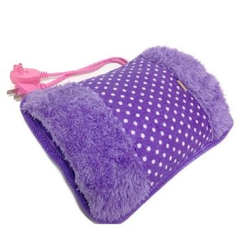 2560 Lotte กระเป๋าน้ำร้อนไฟฟ้า สอดมือได้ คลายหนาว ปวดเมื่อย Heating Bag (สีม่วง/ลายจุด)