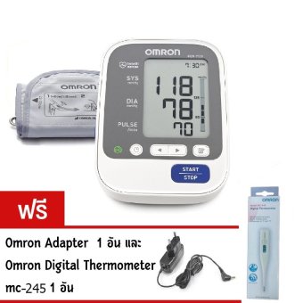 Omron Cuff L เครื่องวัดความดัน รุ่น HEM-7130 พร้อม Cuff L แถบผ้ารอบต้นแขนขนาด 32-42 ซม.(แถมฟรีAdapter Omronและ Digital Thermometer รุ่น MC-245)