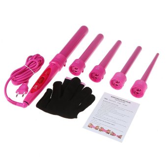 ซื้อ/ขาย Professional Hair Curler Roller 5 in 1 Functions Cylindrical 5 Curling Irons Wand Set Rechargeable Perm Hair Curling Instrument Pink EU Plug (Intl)