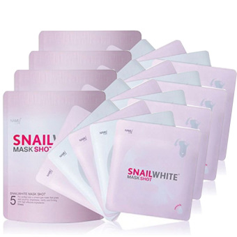 ลดราคา Snail White Mask Shot แผ่นมาส์กหน้าบำรุงผิวหน้า 4 กล่อง (กล่องละ 5แผ่น) โปรโมชั่นพิเศษ Snail White Mask Shot แผ่นมาส์กหน้าบำรุงผิวหน้า 4 กล่อง (กล่องละ 5แผ่น)