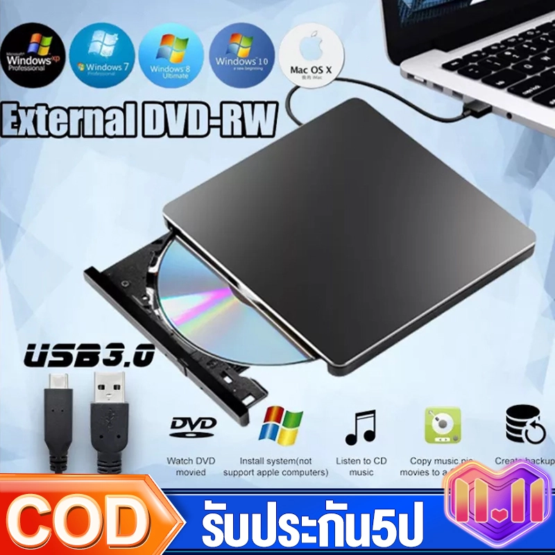 ภาพหน้าปกสินค้าEPS เครื่องอ่านแผ่นซีดี DVD เครื่องเล่น DVD Writer External ไม่ต้องลงไดรเวอร์ก็ใช้งานได้เลย CD/DVD-RW ส่งข้อมูลเต็มสปีดด้วย USB 2.0 ได้ External DVD-RW / DVD-Drive