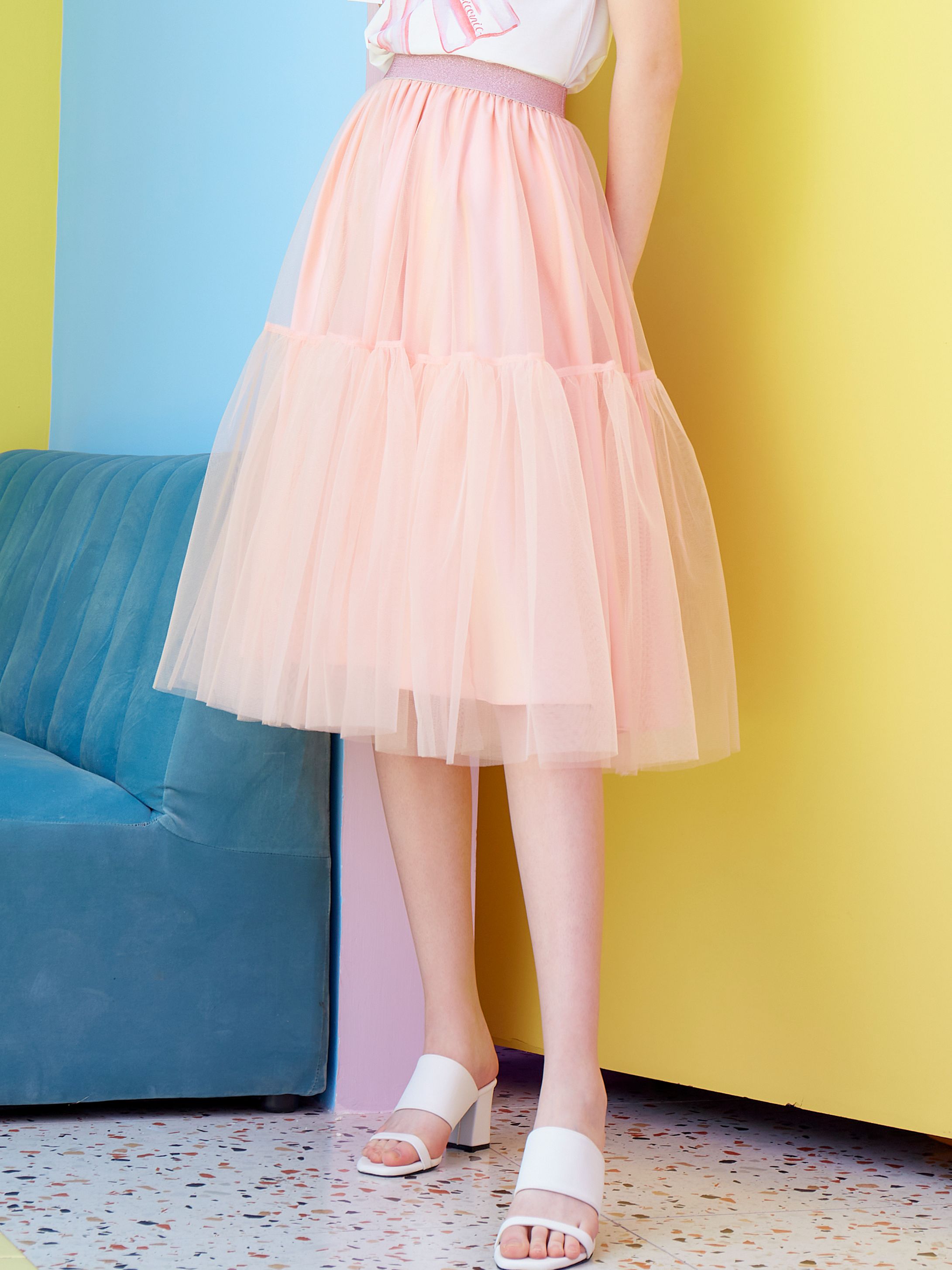 iCONiC SOFT PINK TULLE SKIRT #6486 กระโปรง ผ้าตาข่าย วิบวับ สีชมพูโอโรส เอวยางยืด ซับในซาติน กระโปรงสุ่ม กระโปรงตาข่าย กระโปรงแฟชั่น ราคา 3,425 บาท*ส่งฟรี