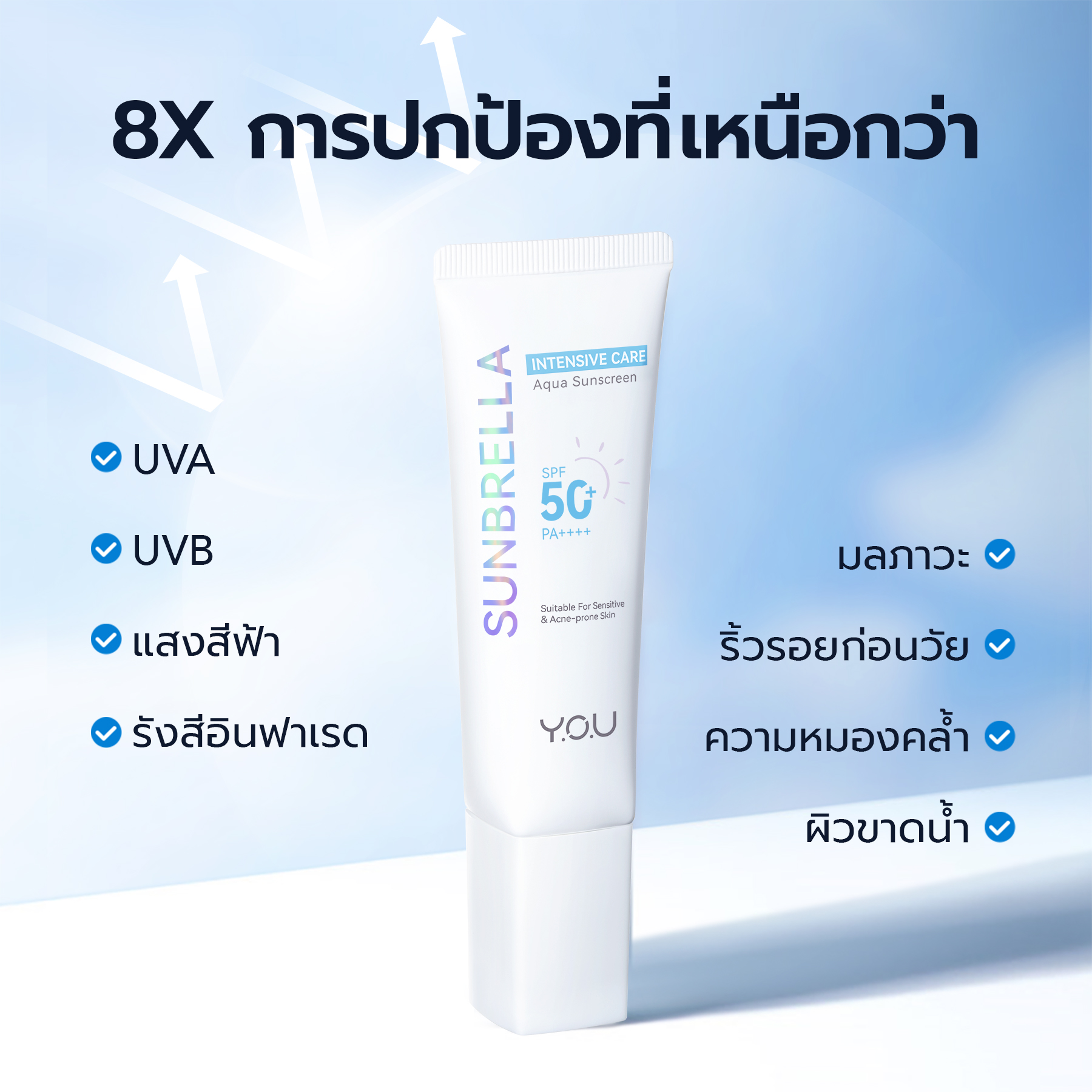 YOU Sunbrella Intensive Care Aqua Sunsreen ซันเบรลล่า อินเทนซีฟ แคร์ อะควา ซันสกรีน เอสพีเอฟ 50+ พีเอ++++ 2 YOU Sunbrella Intensive Care Aqua Sunsreen ซันเบรลล่า อินเทนซีฟ แคร์ อะควา ซันสกรีน เอสพีเอฟ 50+ พีเอ++++ 5079e715af66b293919b5b3644d98540