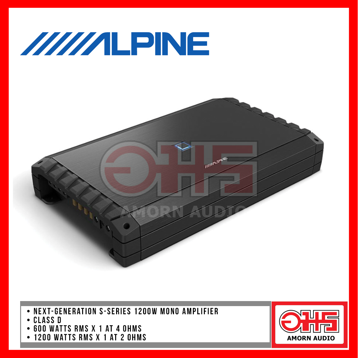 อุปกรณ์และชิ้นส่วนยานยนต์ Alpine S2-A120M Next-Generation S-Series 1200W Mono Amplifier AMORN AUDIO ราคา 15,990 บาท*ส่งฟรี
