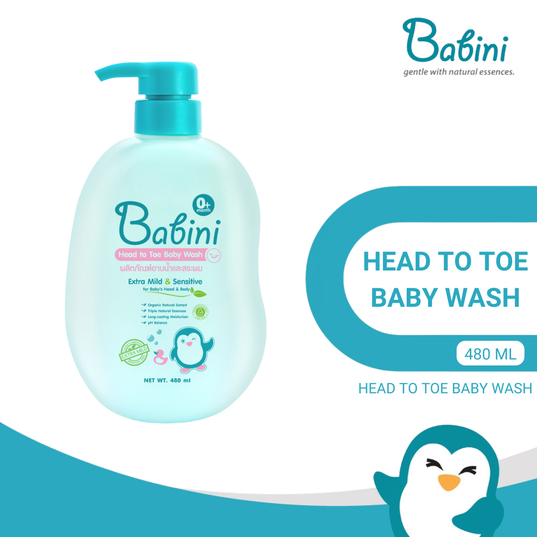 Babini Head to Toe Baby Wash - Babini Liquid Soap for Bathing and Washing Hair (480 ml) ราคา 260 บาท*ส่งฟรี