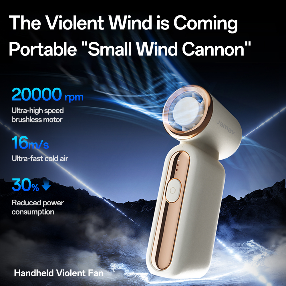 Jamay Vf1 Cooling Handheld Fan Adjustable Wind Strength in 3 Levels, Easy to Carry, Very Strong Wind, Digital Screen Display. Long-Lasting Use, Foldable, Suitable for Work and Camping. ราคา 259 บาท*ส่งฟรี