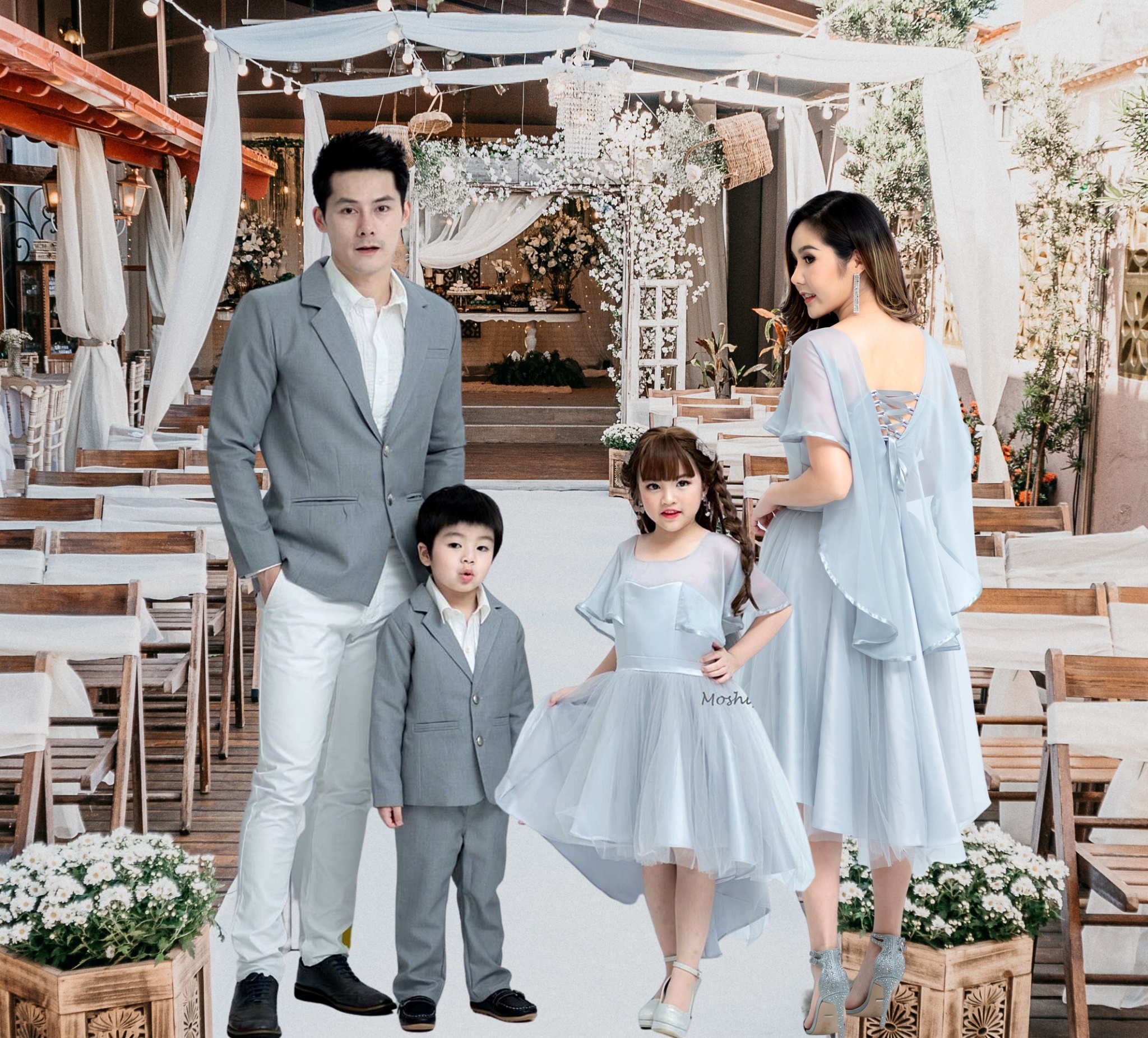 ชุดไปงานแต่ง ชุดครอบครัวFairy Set : สีเทา ชุดแม่ลูก ผู้หญิง เด็กหญิง ชุดออกงาน ชุดราตรี ชุดแม่ลูก ชุดคู่แม่ลูก ราคา 1,290 บาท*ส่งฟรี