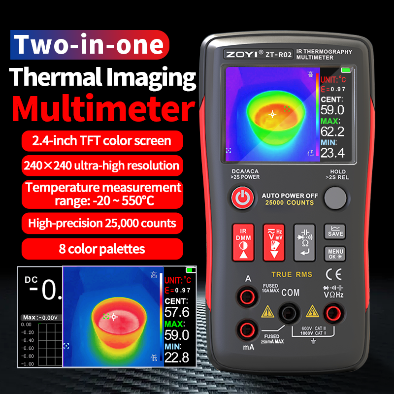 Zoyi R02 2in1 Infrared Thermal Imager -20~550 ° C Multimeter Electrician 240*240 Resolution - ยี่ห้อ ZOYI ราคา 3,800 บาท*ส่งฟรี