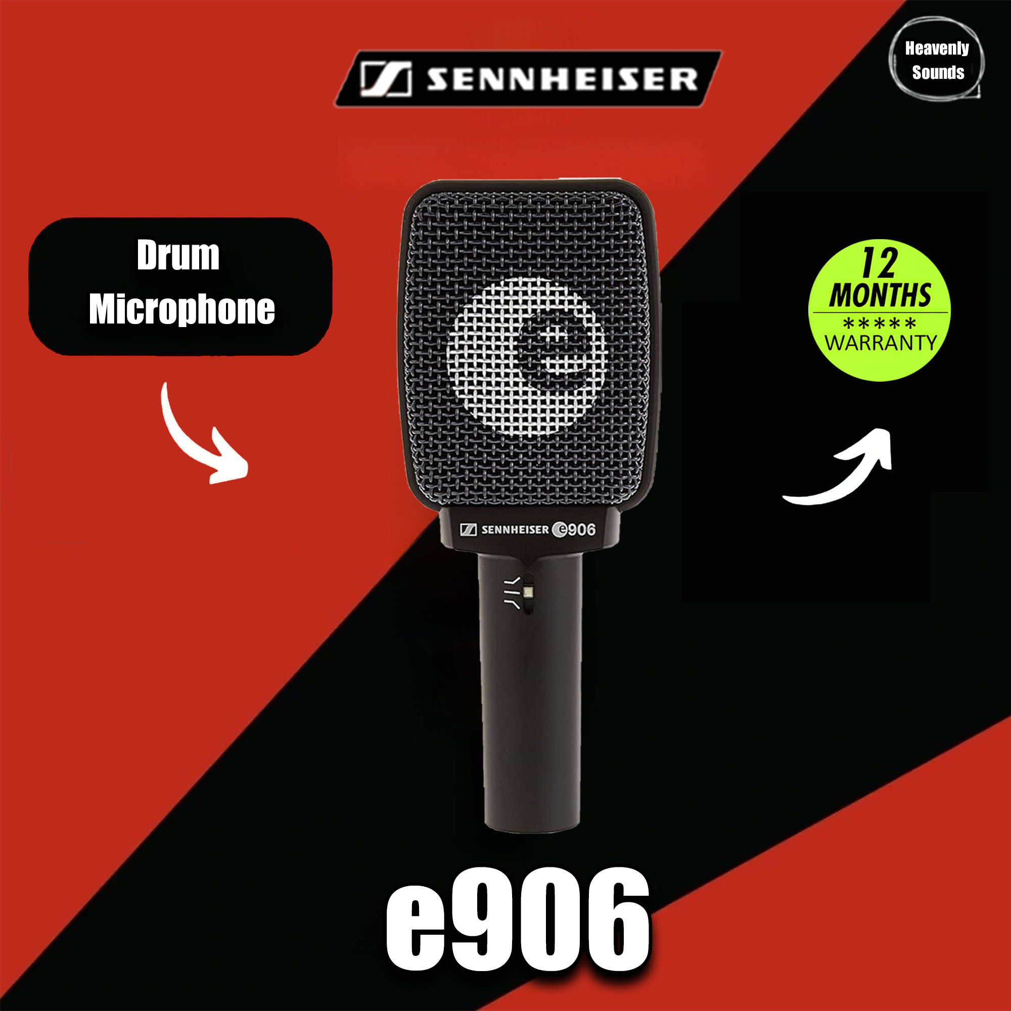 Sennheiser pro audio E906 microphone, wired drum microphone, Black ราคา 4,000 บาท*ส่งฟรี