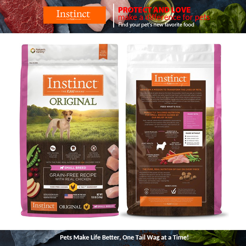 Instinct Original Dog Food For Small Breed Grain Free Real Chicken Recipe Dry Dog Food 11lb Per Bag ราคา 4,850 บาท*ส่งฟรี
