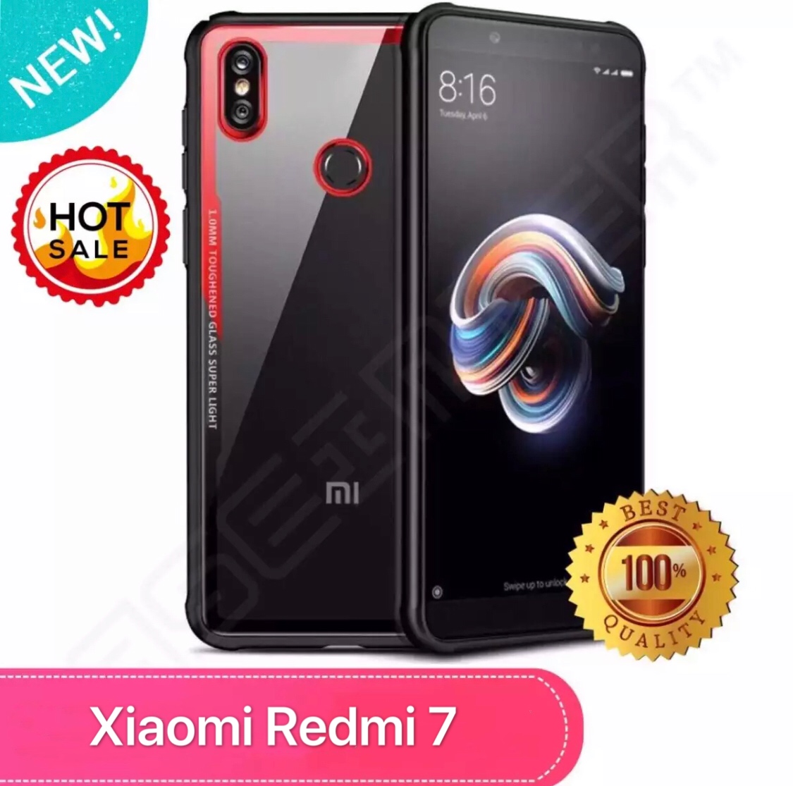 [ส่งจากไทย] Case Xiaomi Redmi 7 เคสเสี่ยวมี่ เคสใส ขอบสีดำแดง,ขอบดำล้วน เคสกันกระเเทก เคส xiaomi Redmi7 รับประกันความพอใจ พร้อมส่งทันที !!