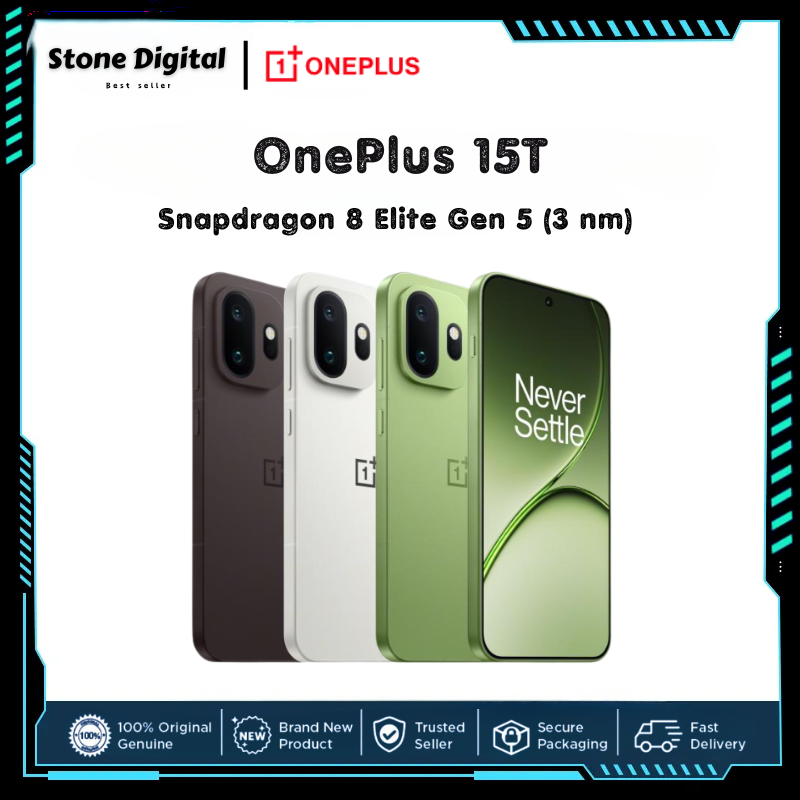 Oneplus 15t Snapdragon 8 Elite Gen 5 (3 Nm) 6.32 Inches 165Hz 1216 X 2640 Pixels 7500 Mah 100W Wired 50W Wireless ราคา 22,999 บาท*ส่งฟรี