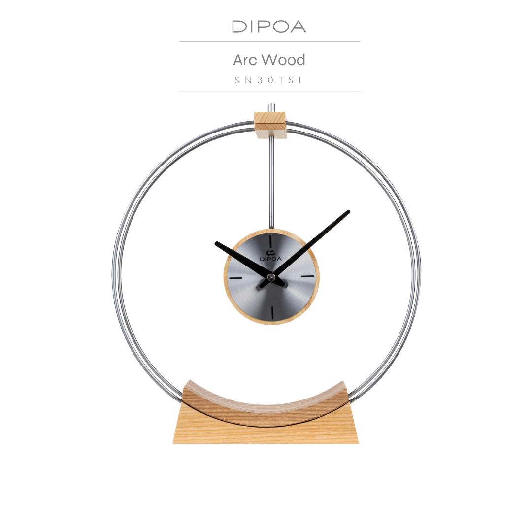 Dipoa Arc Wood (Sn301Sl) Wooden Table Clock, Minimalist Style. ราคา 3,200 บาท*ส่งฟรี