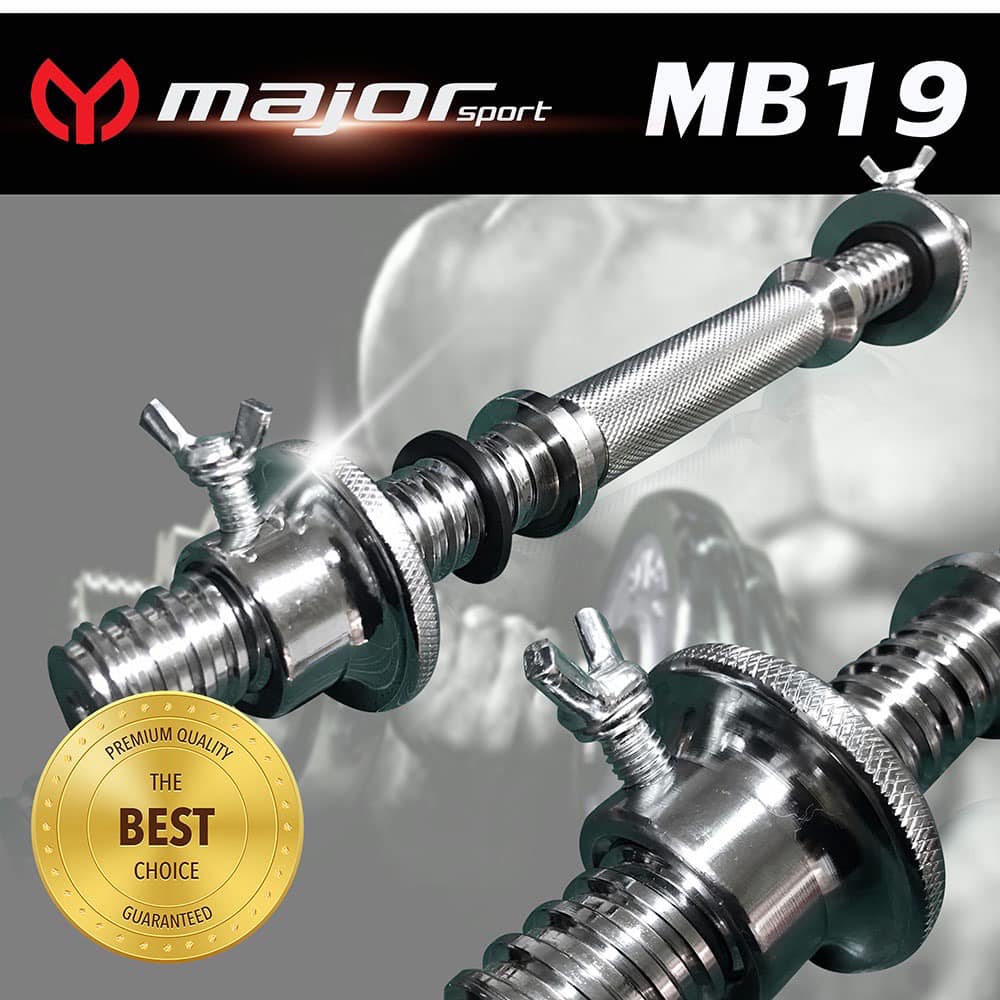 MB19 แกนดัมเบลชุบโครเมี่ยม ขนาด 35 cm 1 แกน+น็อตล็อคพร้อมซิลยาง ราคา 449 บาท*ส่งฟรี