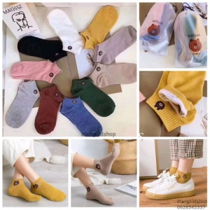 สินค้า [ส่งไว] Clothinghouse_shop ถุงเท้าหมีบราวน์ 1แถม1 ถุงเท้าแฟชั้นเลือกสีได้