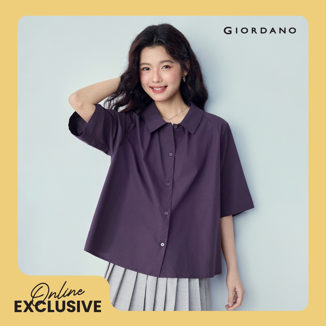 รูปสินค้า [Online Exclusive] Beau Monde Women's over Size Pure Cotton Raglan Sleeve Shirt 13346207001 Women's Shirt Gioadano Shirt