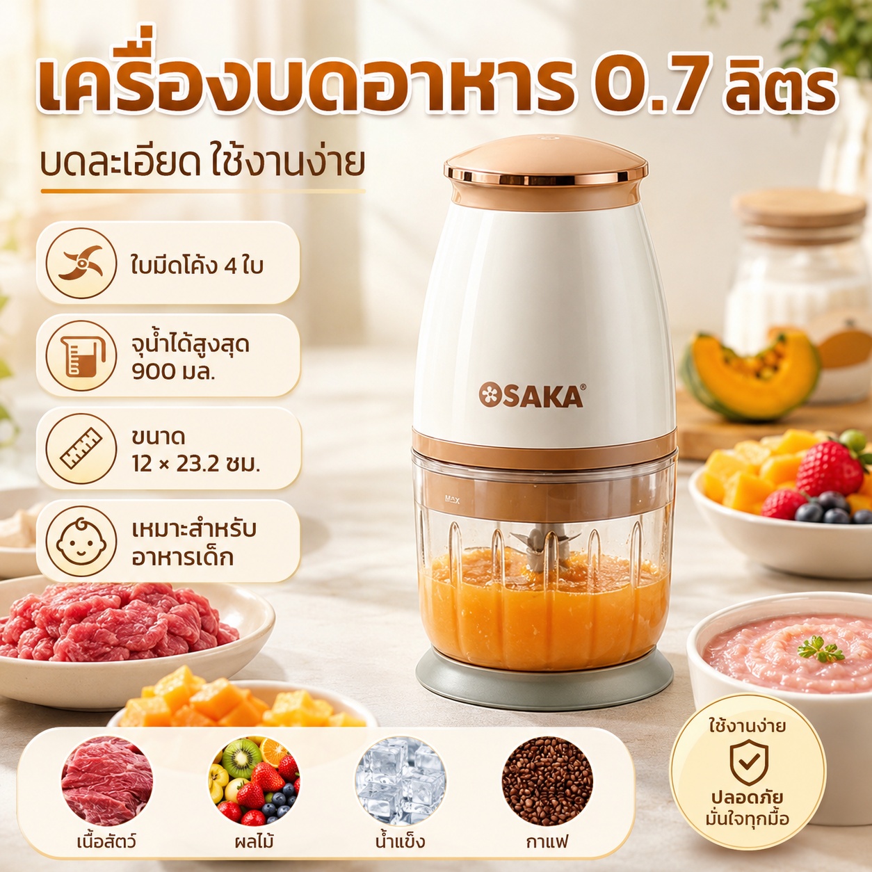 Buy 1 Get 1 Free Baby Food Blender Garlic Blender 700ml, Food Blender 350W, Meat, Chili, Vegetables ราคา  187 บาท*ส่งฟรี