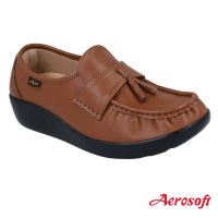Aerosoft รองเท้าพยาบาล รองเท้าหนังมีส้น รุ่น NW9091(Healthy A1) คัชชูสีดำ/สีขาว