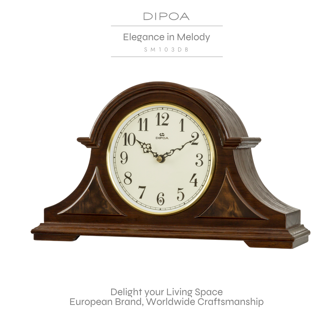 Dipoa Elegance in Melody (Sm103Db) Table Clock Made from Solid Wood, Simple and Elegant Design, Vintage. ราคา 4,400 บาท*ส่งฟรี