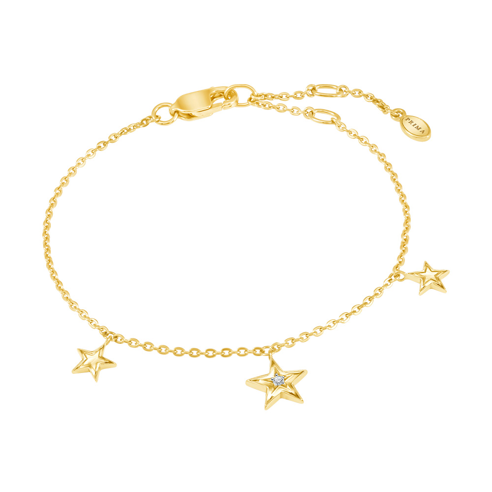 สร้อยคอแฟชั่น กำไลข้อมือ Prima พร้อมจี้เพชร ตัวเรือนเยลโลว์โกลด์ 9K - Galaxy Collection รหัสสินค้า 991L0387-01