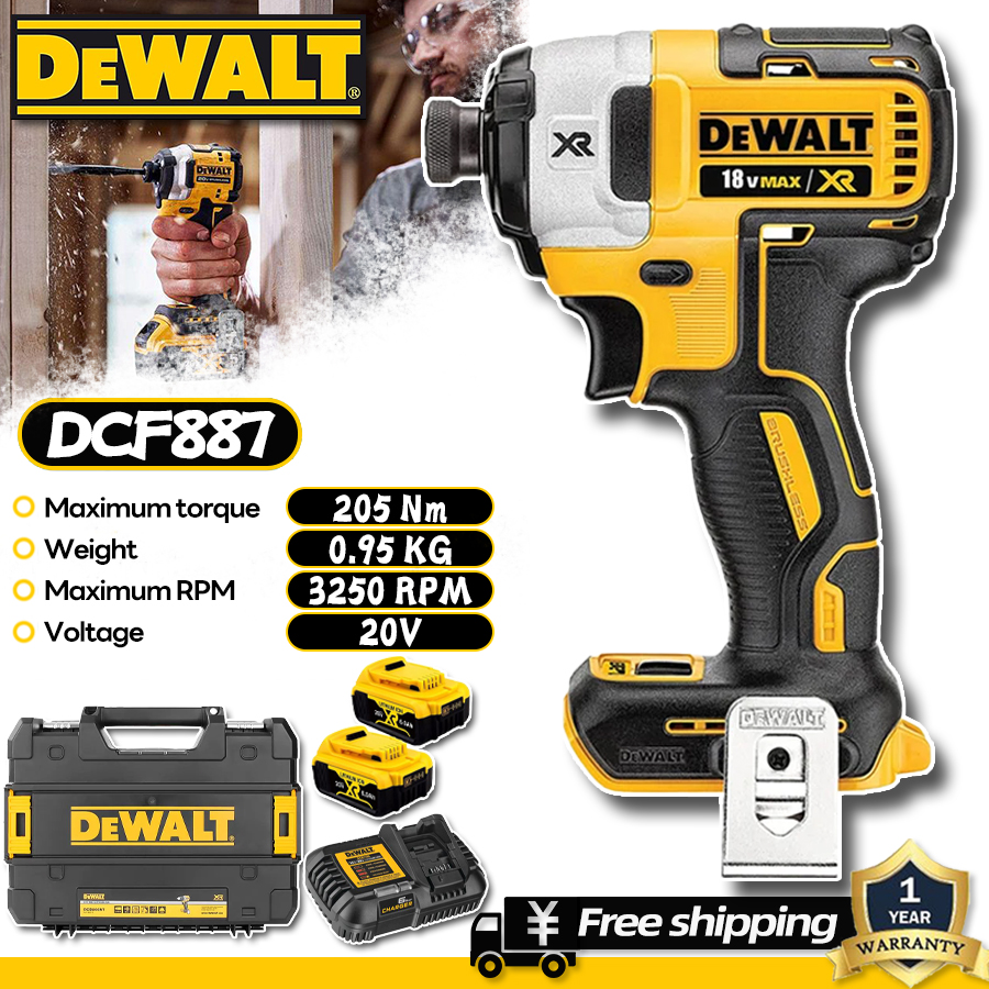 【2 Batteries Included】Dewalt Dcf887 20V Cordless Impact Screwdriver, Torque 205Nm, High Torque, High Speed ราคา 3,530 บาท*ส่งฟรี