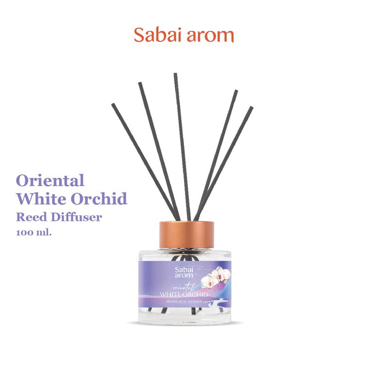 Sabai arom Oriental White Orchid Reed Diffuser 100ml​ ก้านไม้หอม ปรับอากาศ กลิ่นมะลิ ของขวัญ กิ้ฟเซ็ต ปีใหม่ ราคา 590 บาท*ส่งฟรี