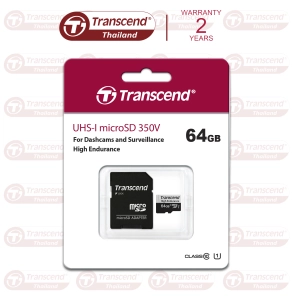 สินค้า MicroSD Card 64GB  High Endurance :: USD350V : (R max 95MB/s / W max 45MB/s)  Transcend -รับประกัน 2 ปี - มีใบกำกับภาษี
