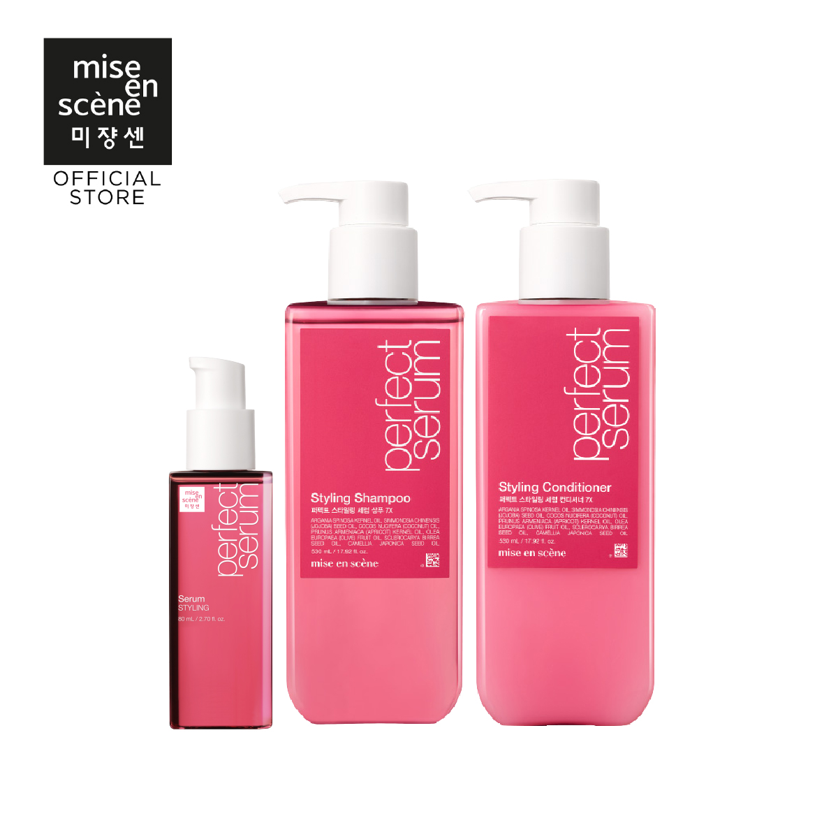 [เซตบำรุงสำหรับผมดัดลอน] Perfect Serum Styling Shampoo 530ml + Rinse Conditioner 530ml +Serum 80ml ราคา 997 บาท*ส่งฟรี