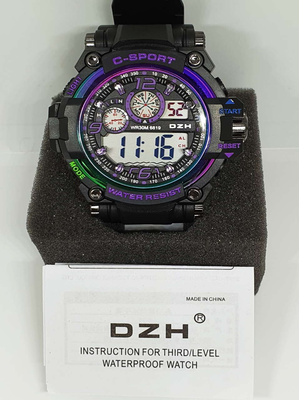 ข้อมูลเกี่ยวกับ (DZHของแท้) นาฬิกาผู้ชาย นาฬิกากีฬา Sport watch นาฬิกาข้อมือ C-SPORT นาฬิกากันน้ำ100% ทรง สปอร์ท สีรุ่งไล่สี RC778-3