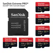 ภาพขนาดย่อของภาพหน้าปกสินค้าSanDisk Extreme Pro Micro SD Card SDHC 32GB SDXC 64GB 128GB 256GB 512 GB 1TB Speed R/W 200/140MB/s (SDSQXCD) เมมโมรี่ การ์ด Gopro8 Gopro9 Drone จากร้าน SJCAMOfficialStore บน Lazada