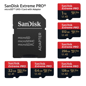 ภาพหน้าปกสินค้าSanDisk Extreme Pro Micro SD Card SDHC 32GB SDXC 64GB 128GB 256GB 512 GB 1TB Speed R/W 200/140MB/s (SDSQXCD) เมมโมรี่ การ์ด Gopro8 Gopro9 Drone ที่เกี่ยวข้อง