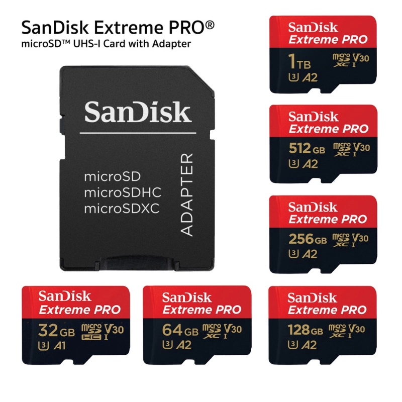 ภาพหน้าปกสินค้าSanDisk Extreme Pro Micro SD Card SDHC 32GB SDXC 64GB 128GB 256GB 512 GB 1TB Speed R/W 200/140MB/s (SDSQXCD) เมมโมรี่ การ์ด Gopro8 Gopro9 Drone จากร้าน SJCAMOfficialStore บน Lazada
