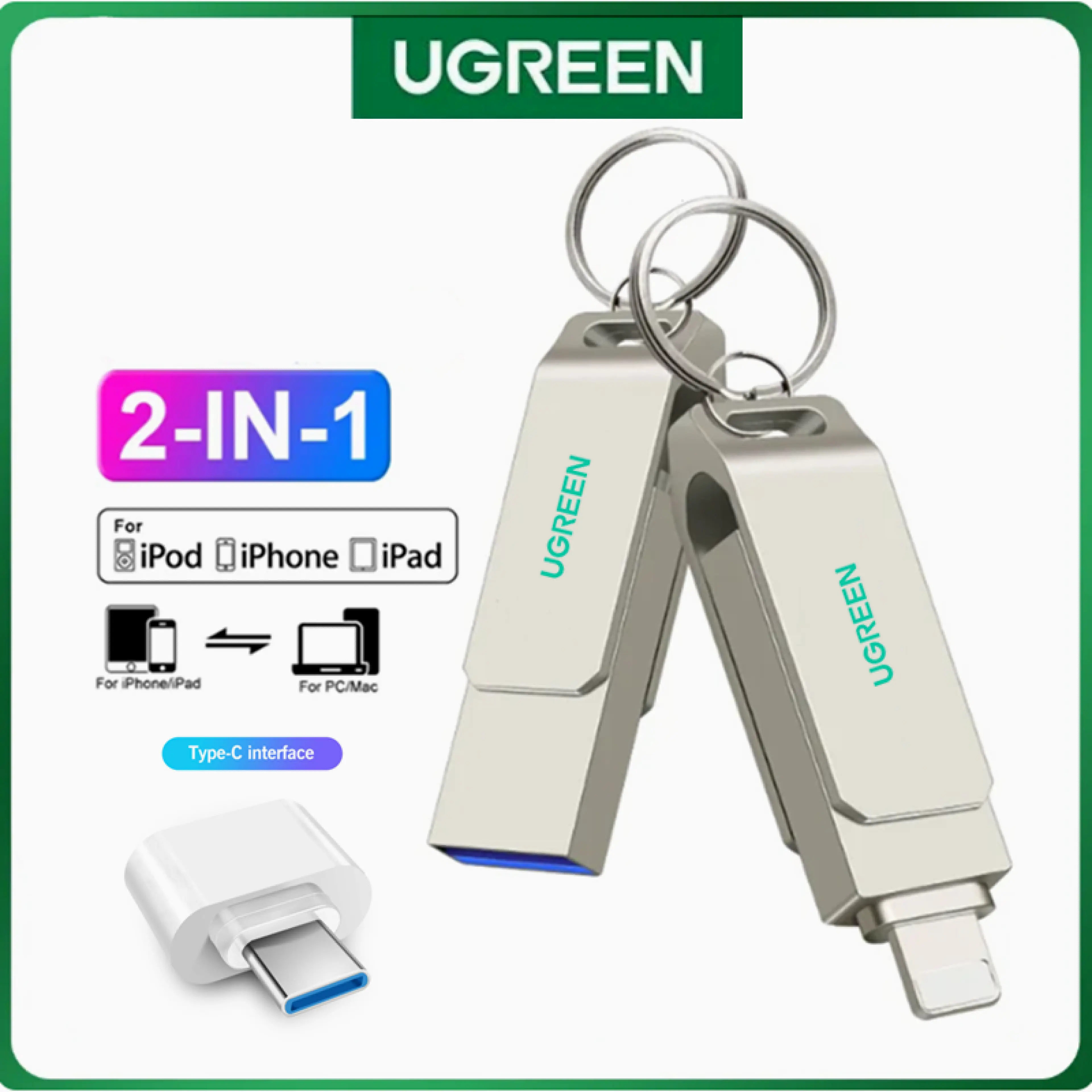 Ugreen USB Flash Drive 1Tb 2Tb Pendrive Memory Stick Compatible with Apple iPad for Iphone17/16/15/14/13/12/11/X/8/7/6