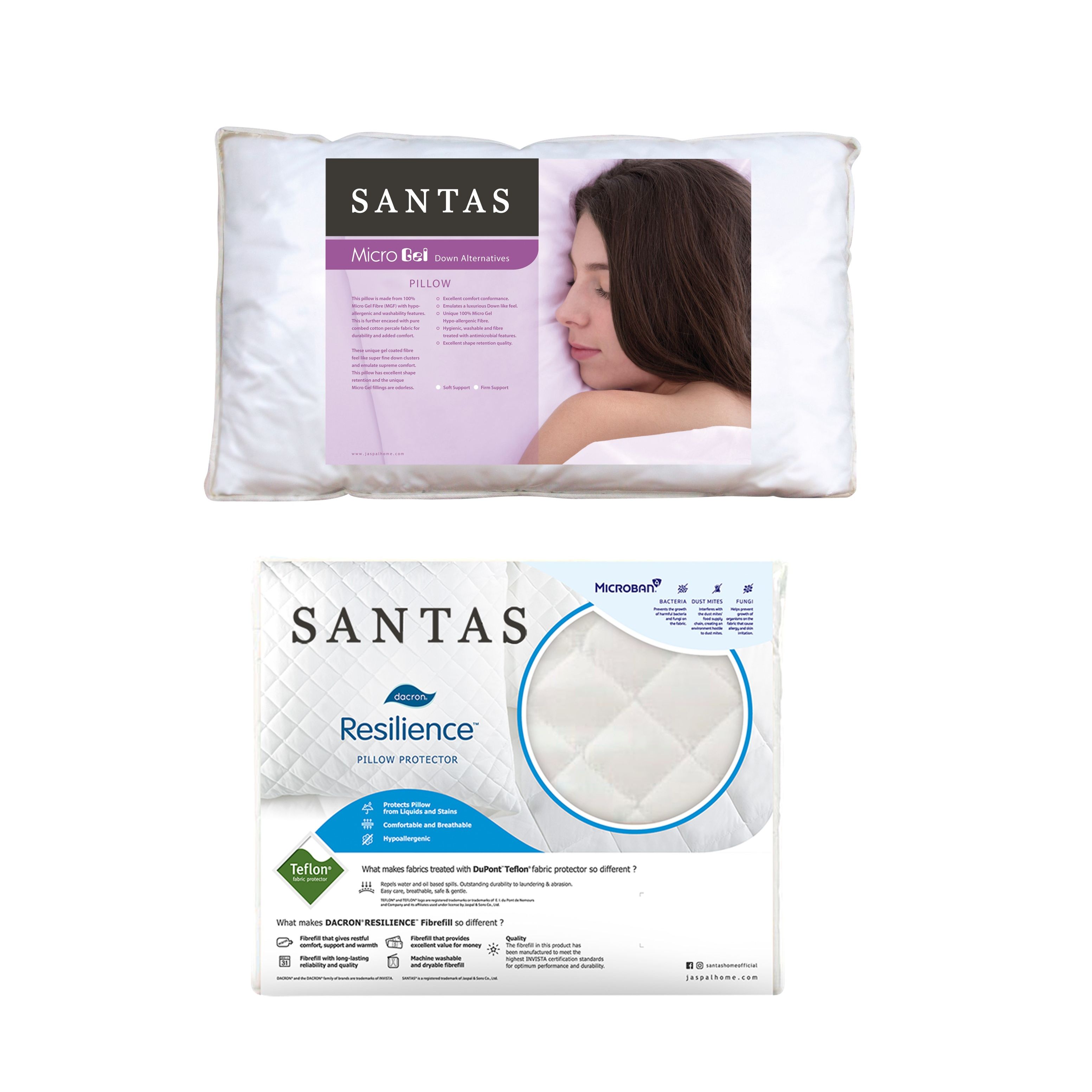 SANTAS หมอนหนุน รุ่น MICROGEL FIRM SUPPORT พร้อมปลอกกันเปื้อนหมอนหนุน ราคา 3,180 บาท*ส่งฟรี