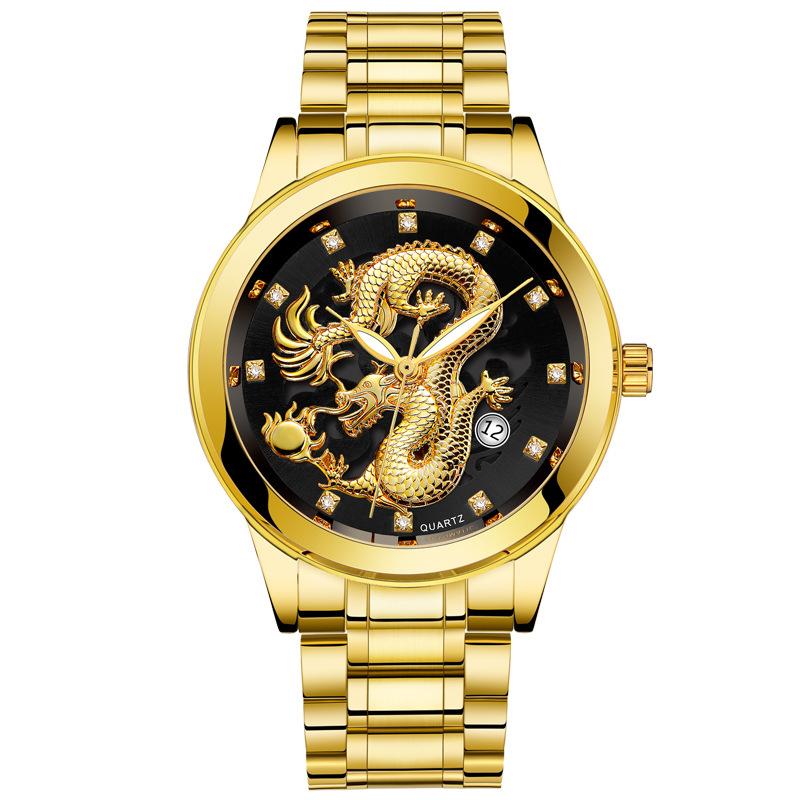 นาฬิกาข้อมือสแตนเลสกันน้ำ แฟชั่นผู้ชายแฟชั่นหรูหรา นาฬิกามังกร แบรนด์แท้ 100% ราคาถูก รุ่น Dragon-05
