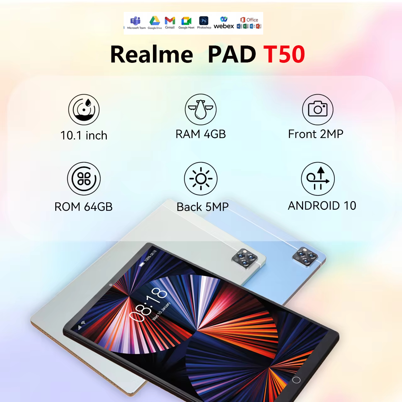 2024 Tablet T50 5G Android แรม 16GB รอม 512GB แท็บเล็ต 10 นิ้ว Full HD Dual SIM 5G /wifi ทำงานได้เร็ว ชาร์จไว แท็บเล็ตของแท้ ราคา 2,199 บาท*ส่งฟรี
